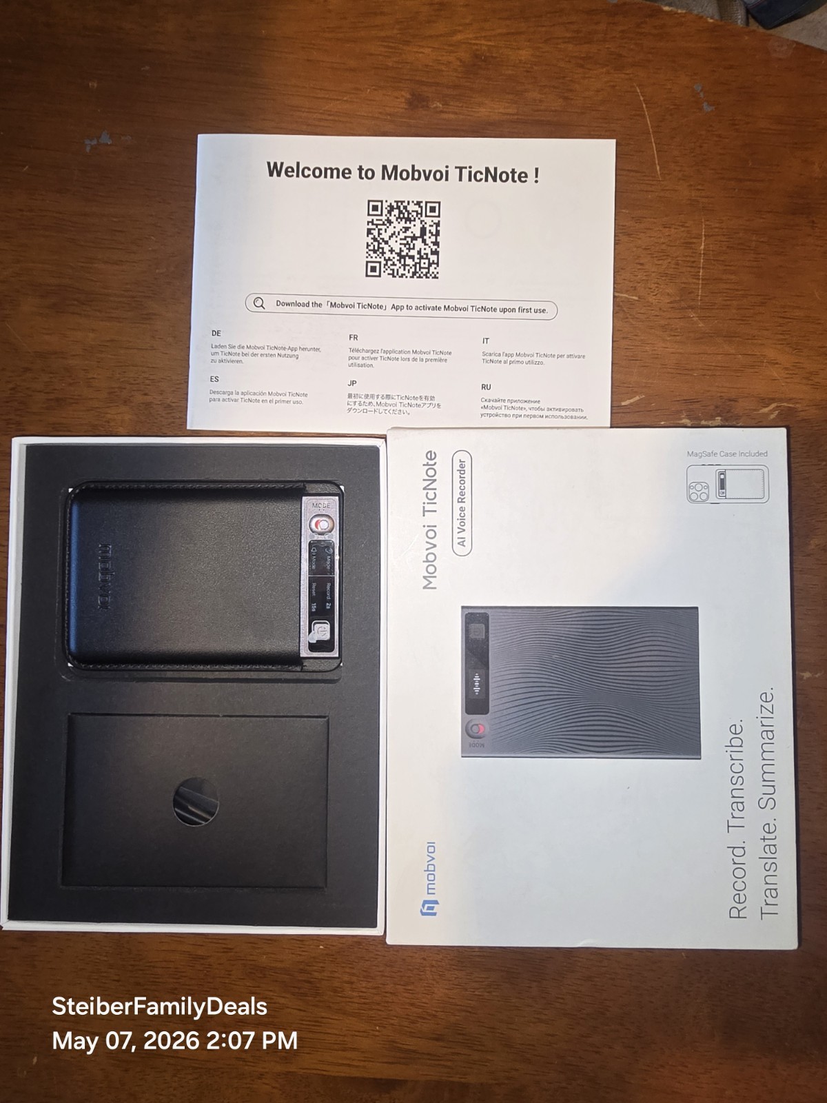 Mobvoi TicNote AI Voice Recorder 64GB Memory Note Recorder w/Case App Control