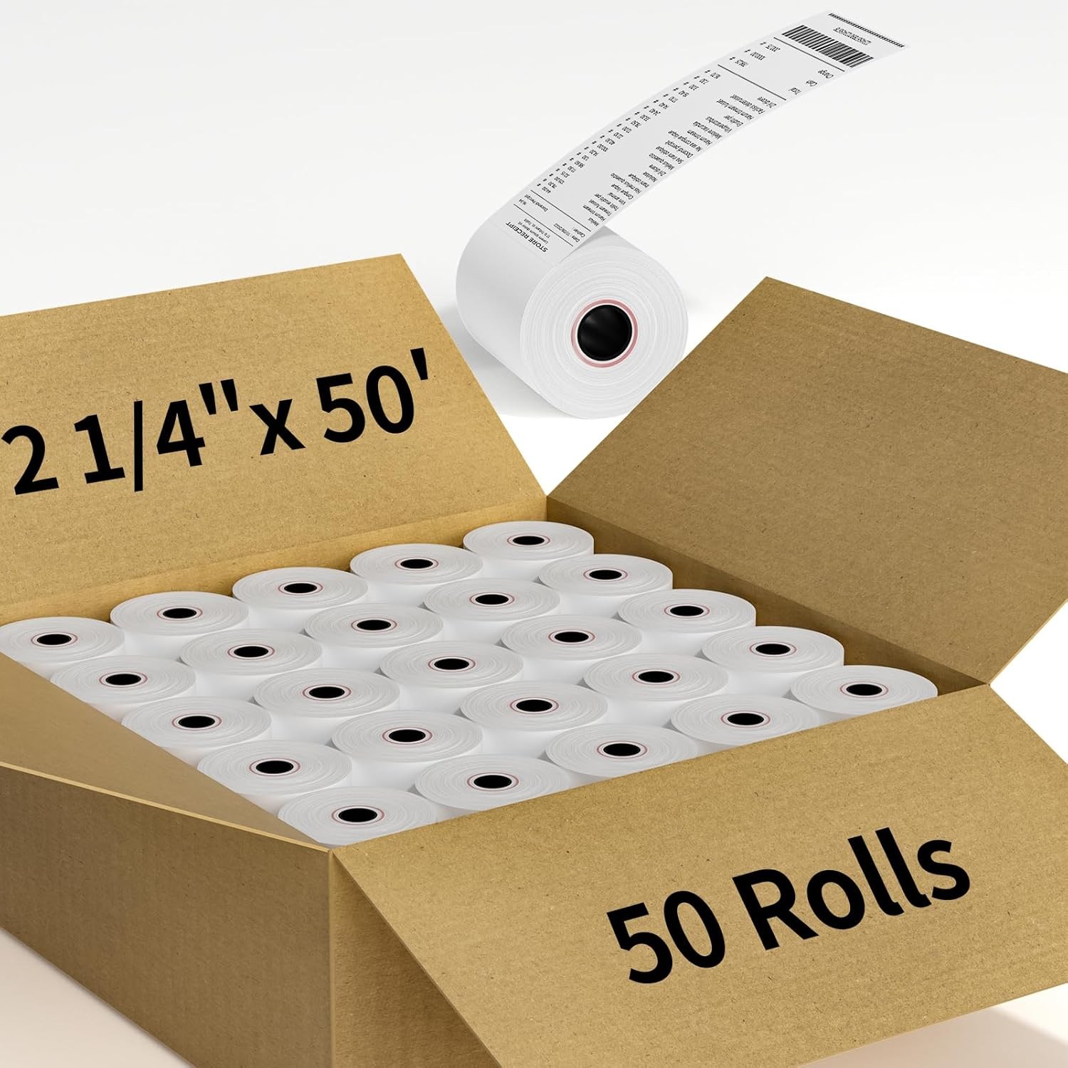 50-200 Rolls 2.25 x 50 FT Thermal Paper Rolls for Clover Mini Flex 1 1/16″ Core