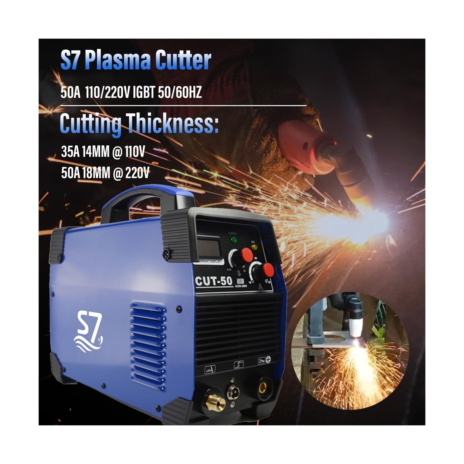 50A Plasma Cutter with LED Display, Dual Voltage 110V/220V, Clean Metal Cutti…