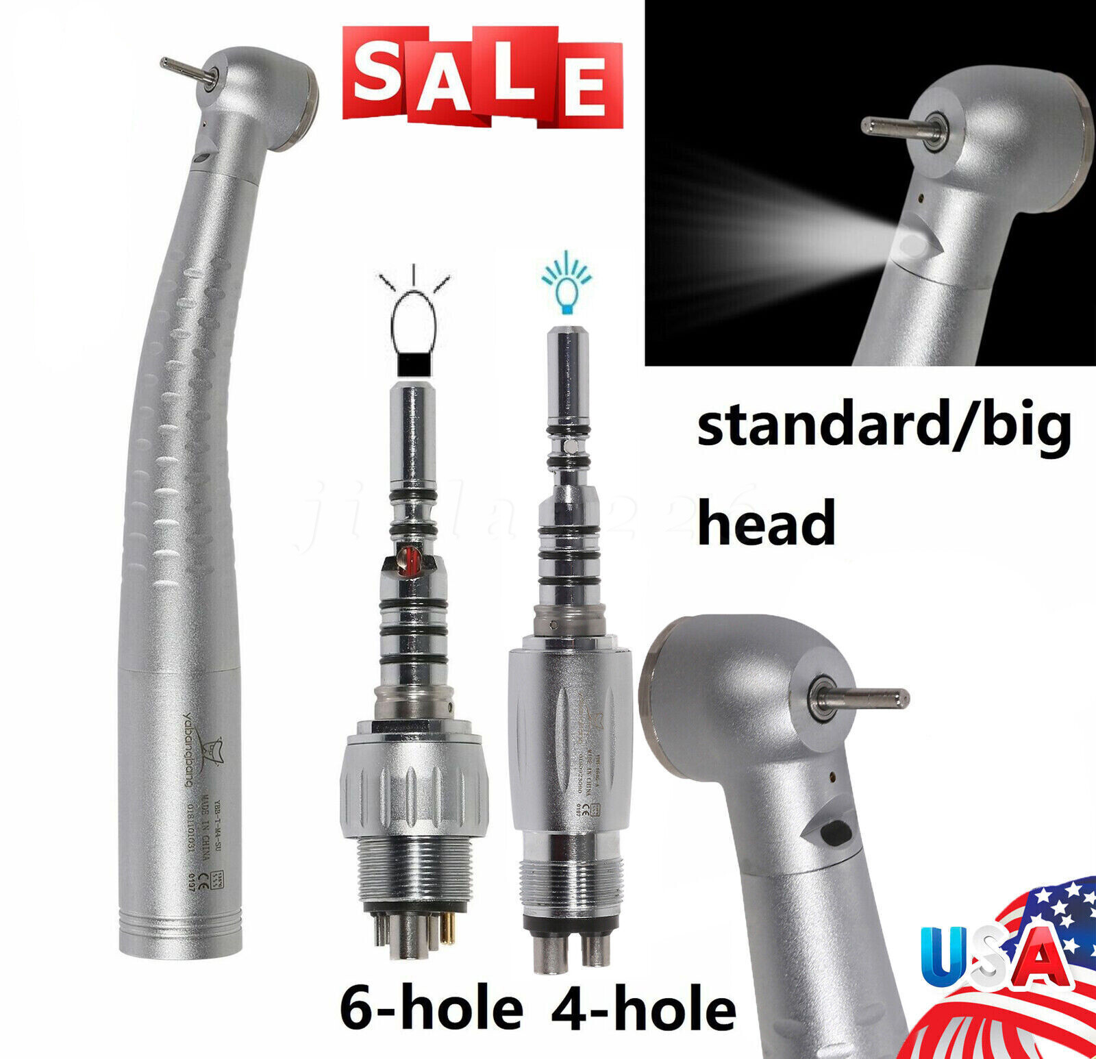 KAVO Style Dental Fiber Optic LED High Speed Handpiece /Quick Coupler 4/6 Holes