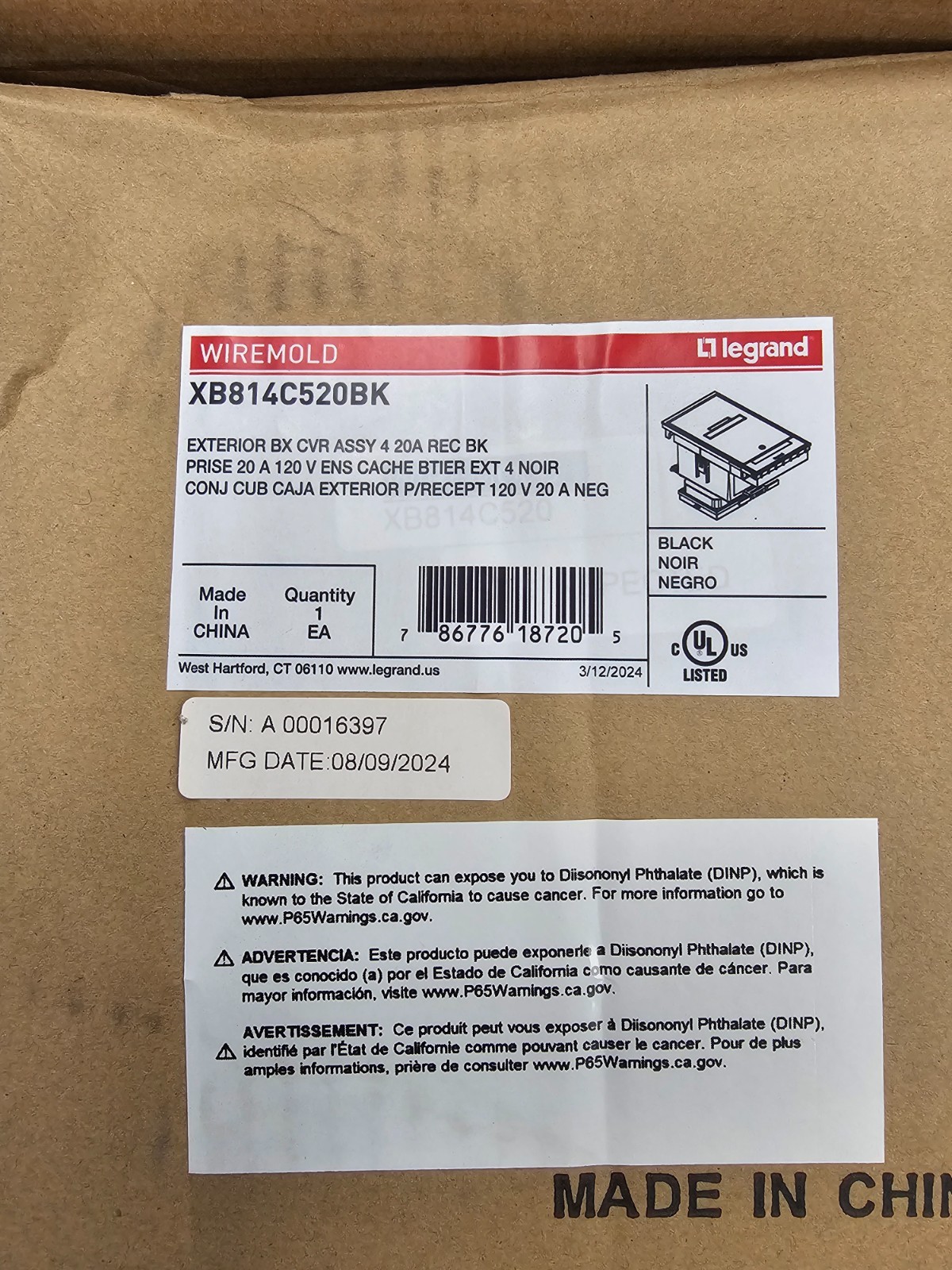 legrand wiremold XB814C520BK