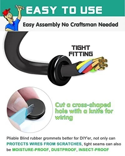 Rubber Grommet Kit 200 Pack – 7 Sizes Firewall Rubber Hole Plugs – Automotive, H