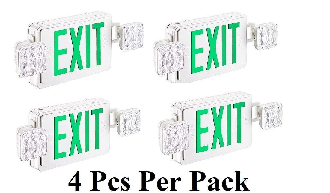 4Pcs-Pack LED EXIT Sign Light Combo with 3hrs Emergency back up