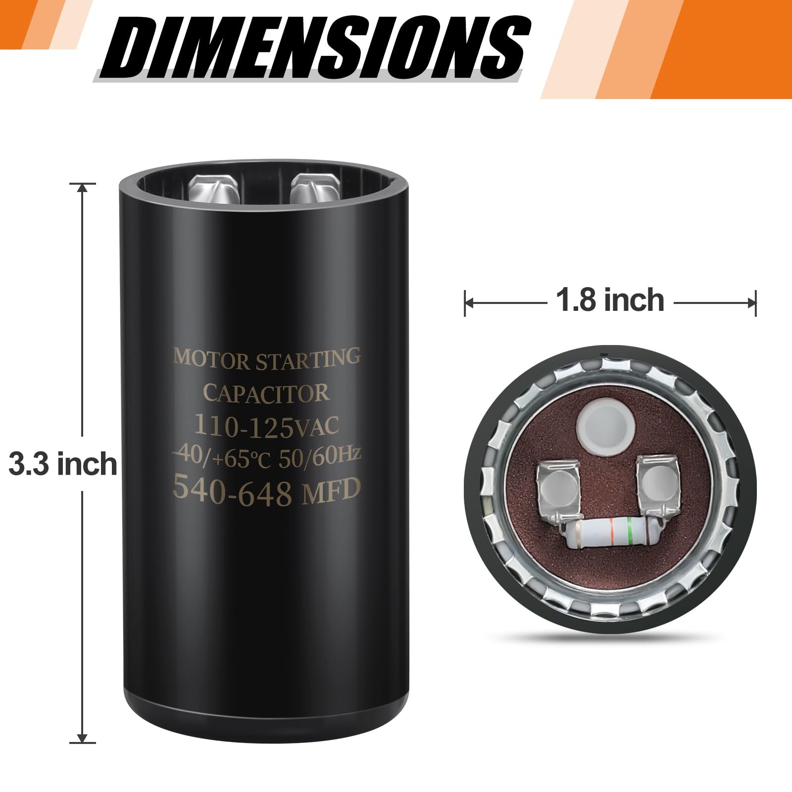 540-648 uf/MFD 110-125V VAC 50/60 Hz AC Electric Round Start Capacitor Universal