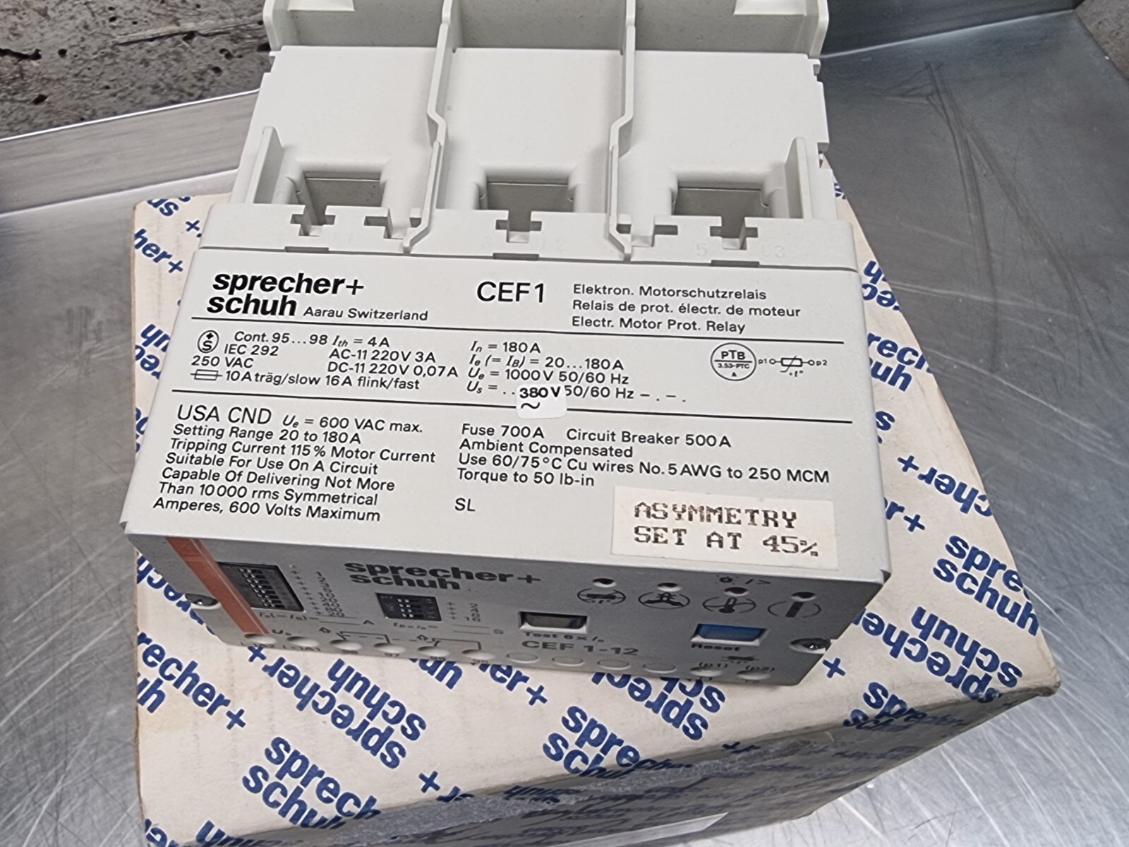 Sprecher + Schuh CEF 1-12 20-180A Electronic Motor Protection Relay