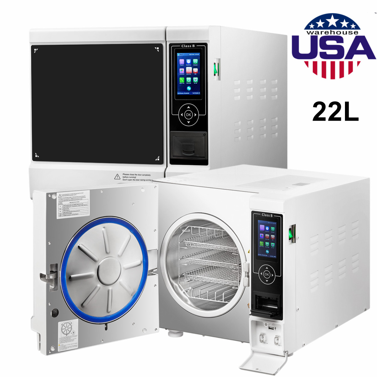 22L Class B Steam Sterilizer Dental Autoclave Pulsation vacuum Sterilizers LCD