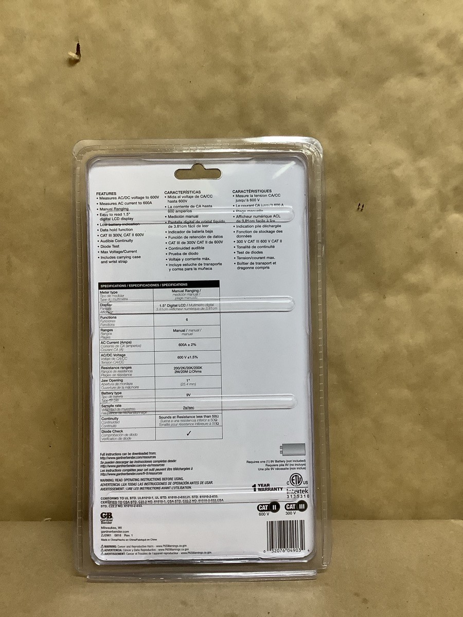 GB GARDNER BENDER GCM-221 6 FUNCTIONS 600AMP AC- 600V AC/DC DIGITAL (B42010389)
