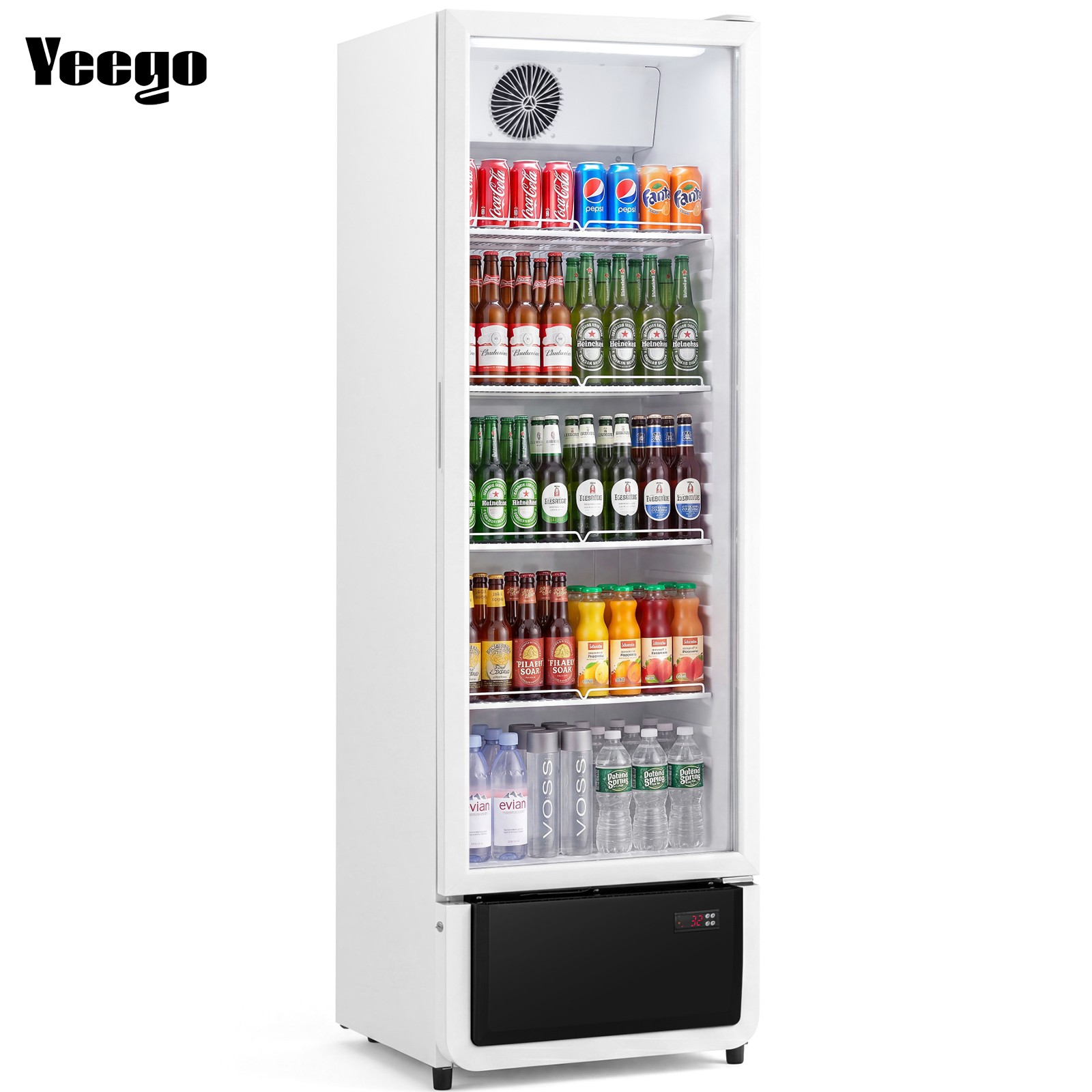 Yeego Commercial Refrigerator 9.89 Cu.ft Upright Beverage Display Cooler White