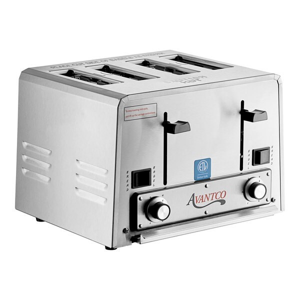 Avantco Medium-Duty Bread/Bagel Switch 4-Slice Toaster – 240V