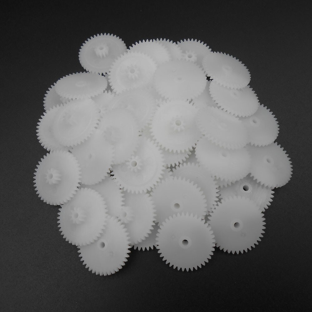 50Pcs X 0.5M Plastic Spindle Double Gear Bilayer 40T +10T Bore 2MM 2.05MM 40102B
