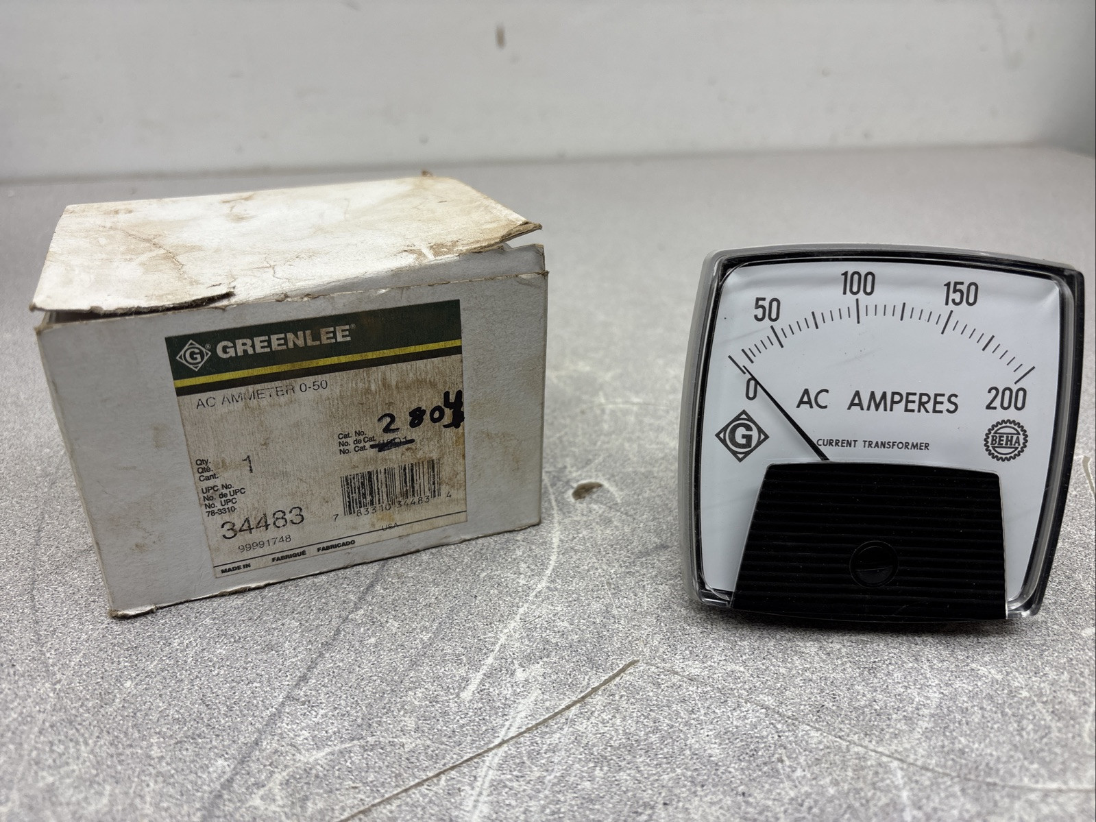NEW Greenlee 2804 Panel Meter 0-200 Amps