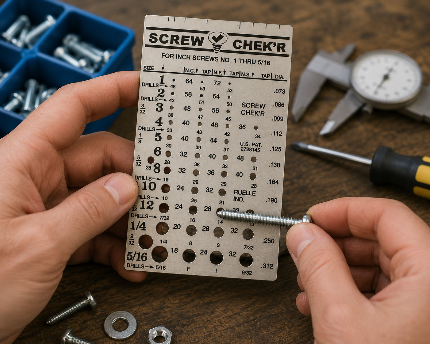 Value Collection Screw Checker Gage No.1 to 5/16 Thread Size Measuring Tool Stee