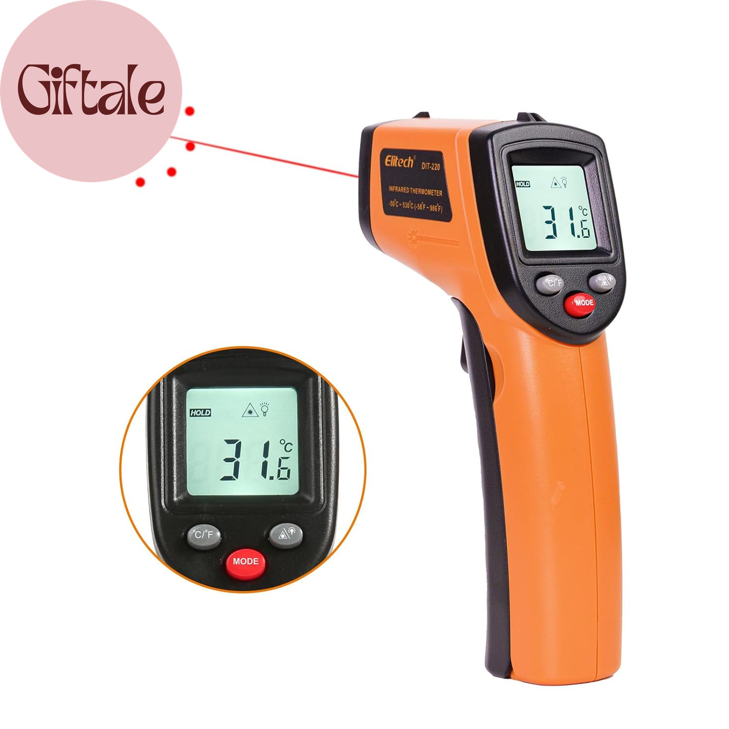 Laser Temperature Gun, Non-Contact Digital Infrared Thermometer, Adjustable Emis