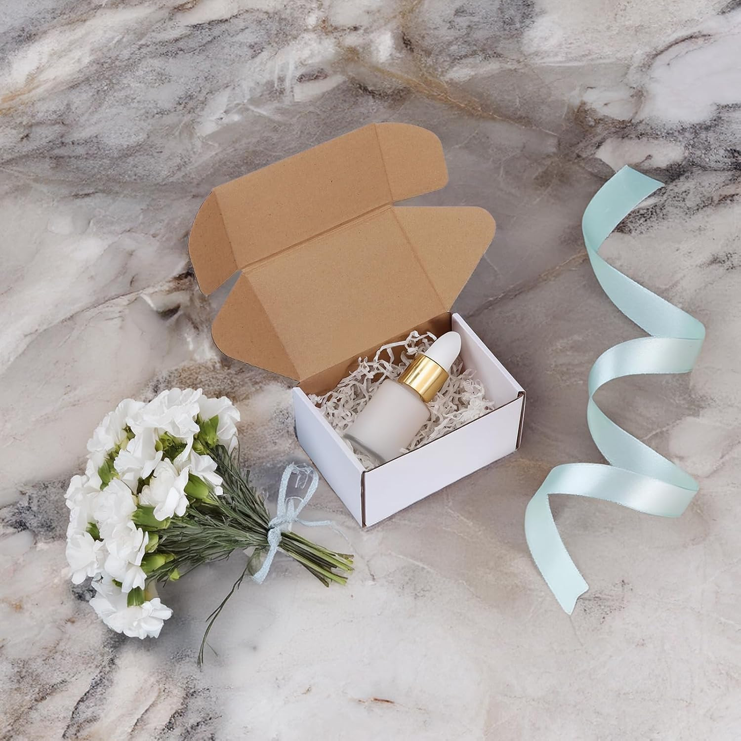 10 Pack 6X4X3 Shipping Boxes, White Corrugated Cardboard Box for Mailing, Packag