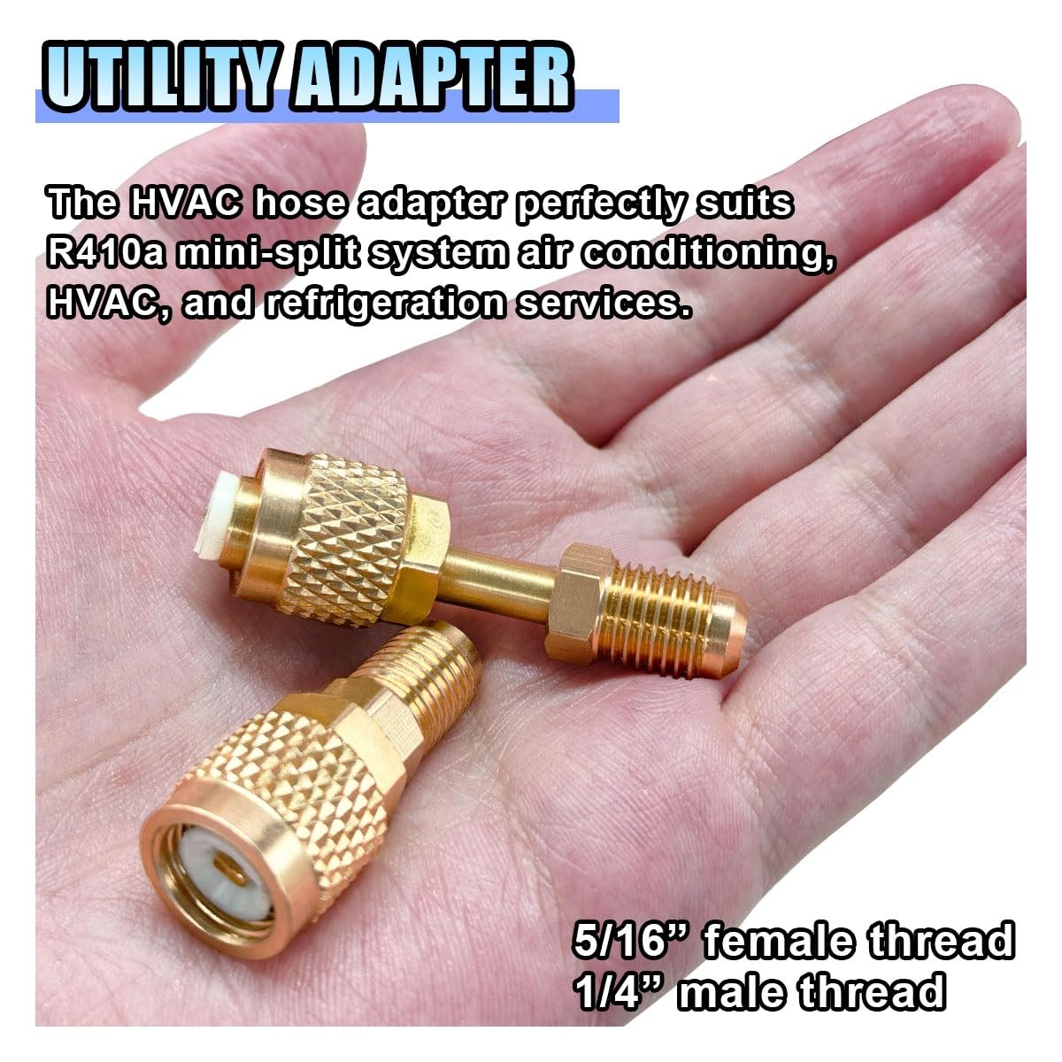 R410A Straight Angled Adapter 5/16 Female To 1/4 Male HVAC Fitting Coupler