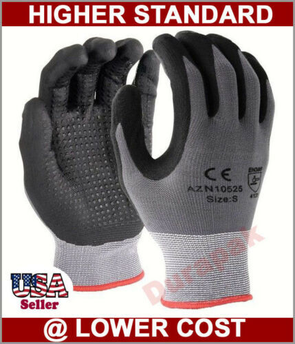 48 Pairs Micro Foam Nitrile Coating w/ Dots Nylon / Lycra Gloves S,M,L,XL