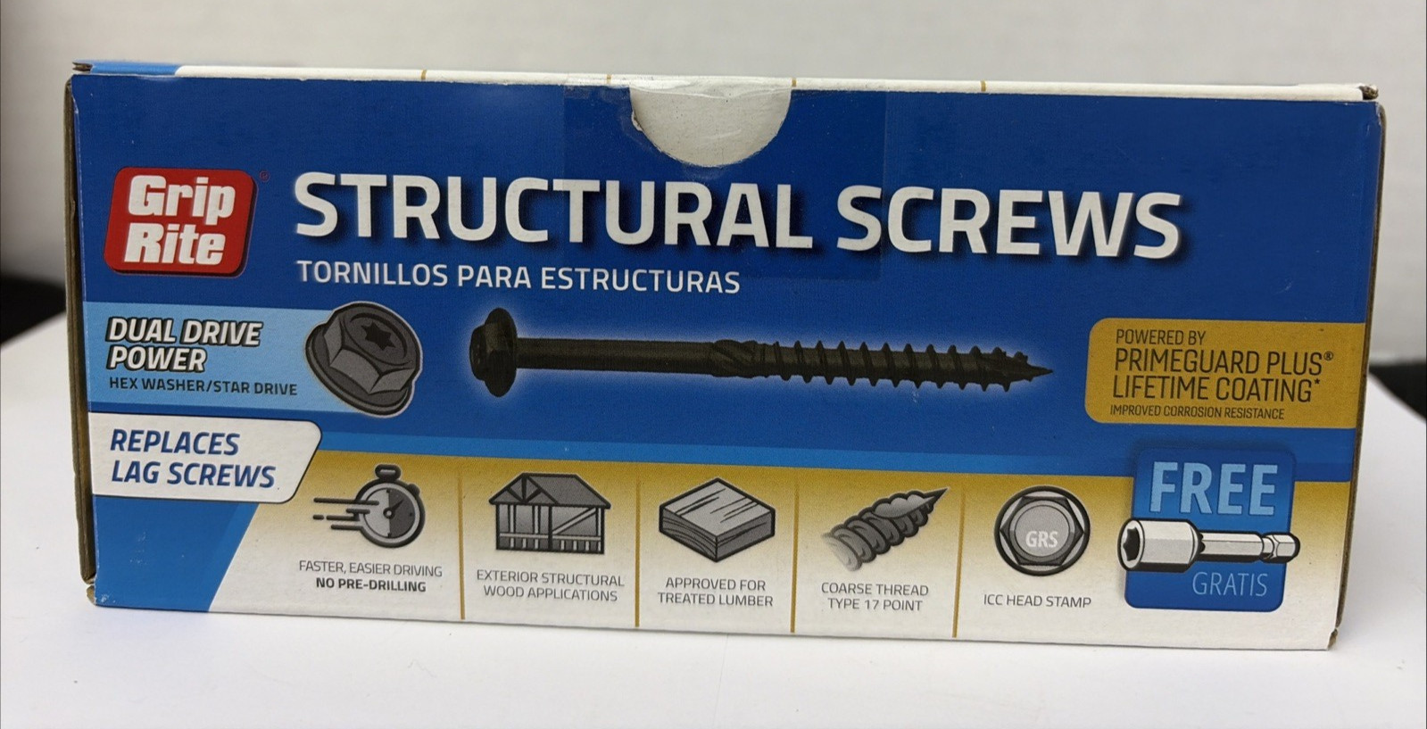 Grip Rite® 3/8″ x 3-1/2″ Dual-Drive Structural Wood Screw – 50 Count