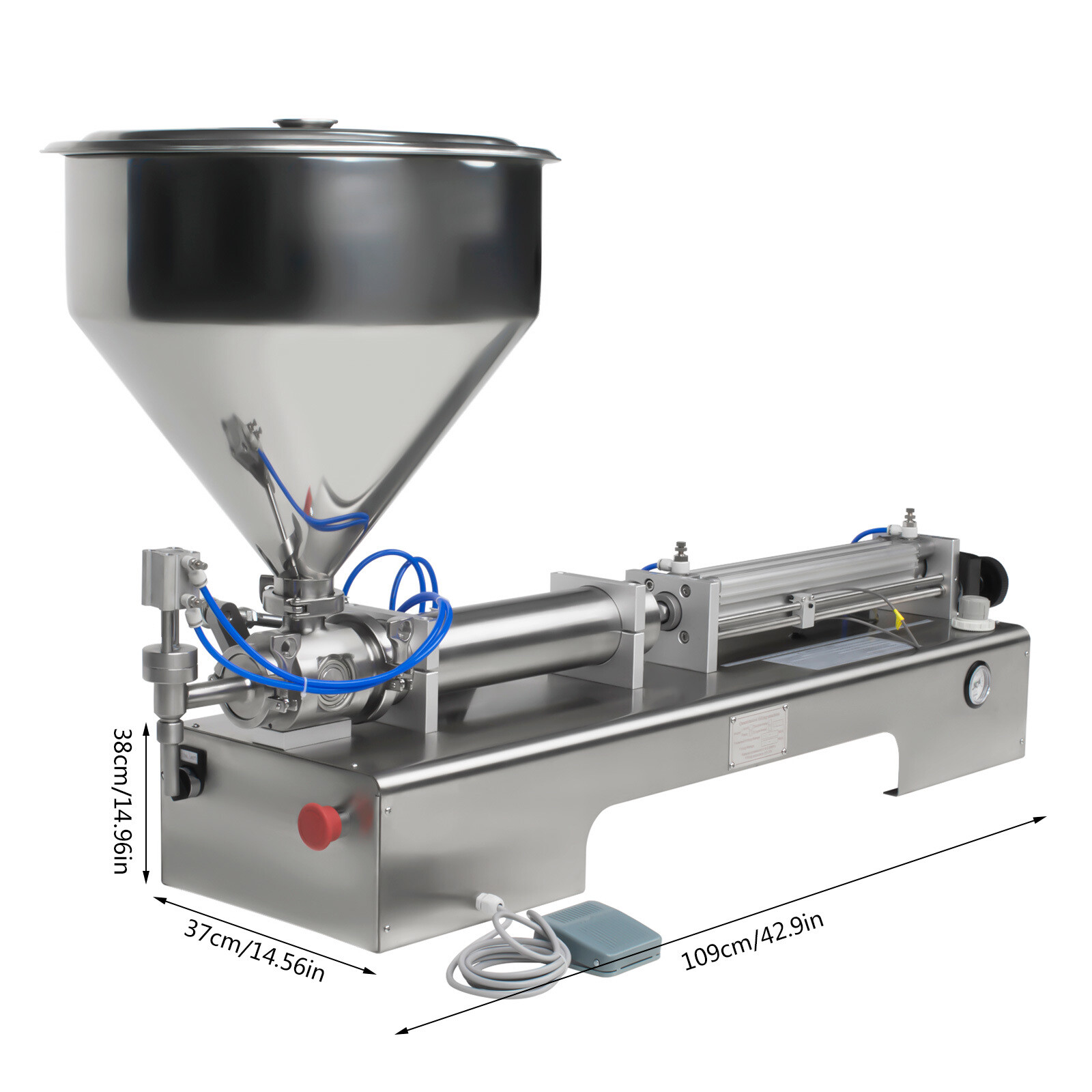 100-600ml Pneumatic Liquid Paste Filling Machine Piston Bottle Filler 40L Hopper