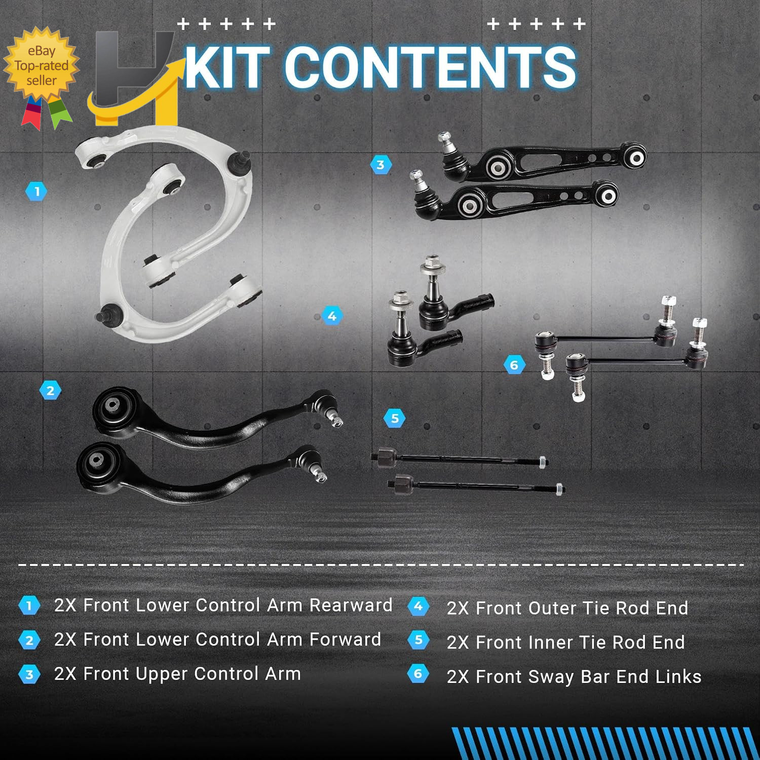 Front Upper and Lower Control Arm Kit for 2013-2018 Land Rover Range Rover L405