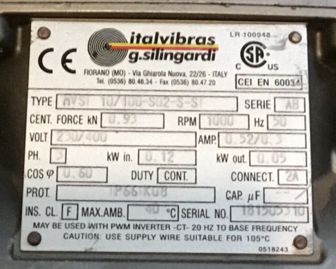 italvibras g.silingardi MVSI 10/100-s02-s-sI Vibrationsmotor Electric vibrators