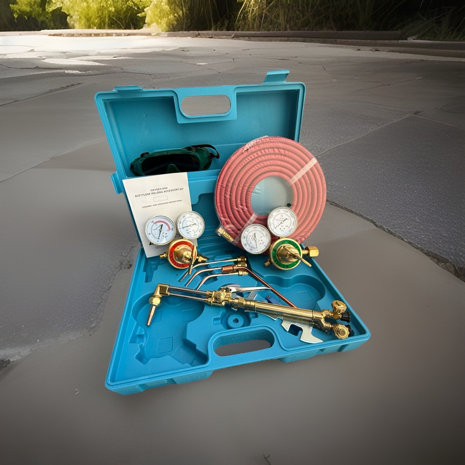 HD Oxygen Acetylene Welding Cutting Outfit Torch Set Victor Type w/Gauges & Hose