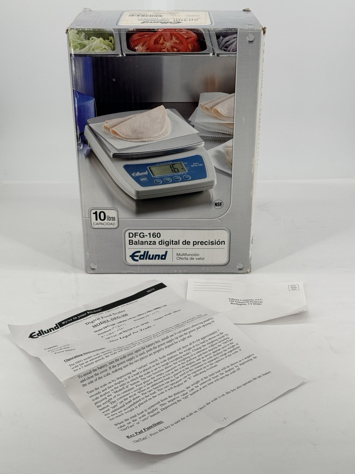 Edlund DFG-160 Digital Portion Control Scale 10 lb Silver New In The Box