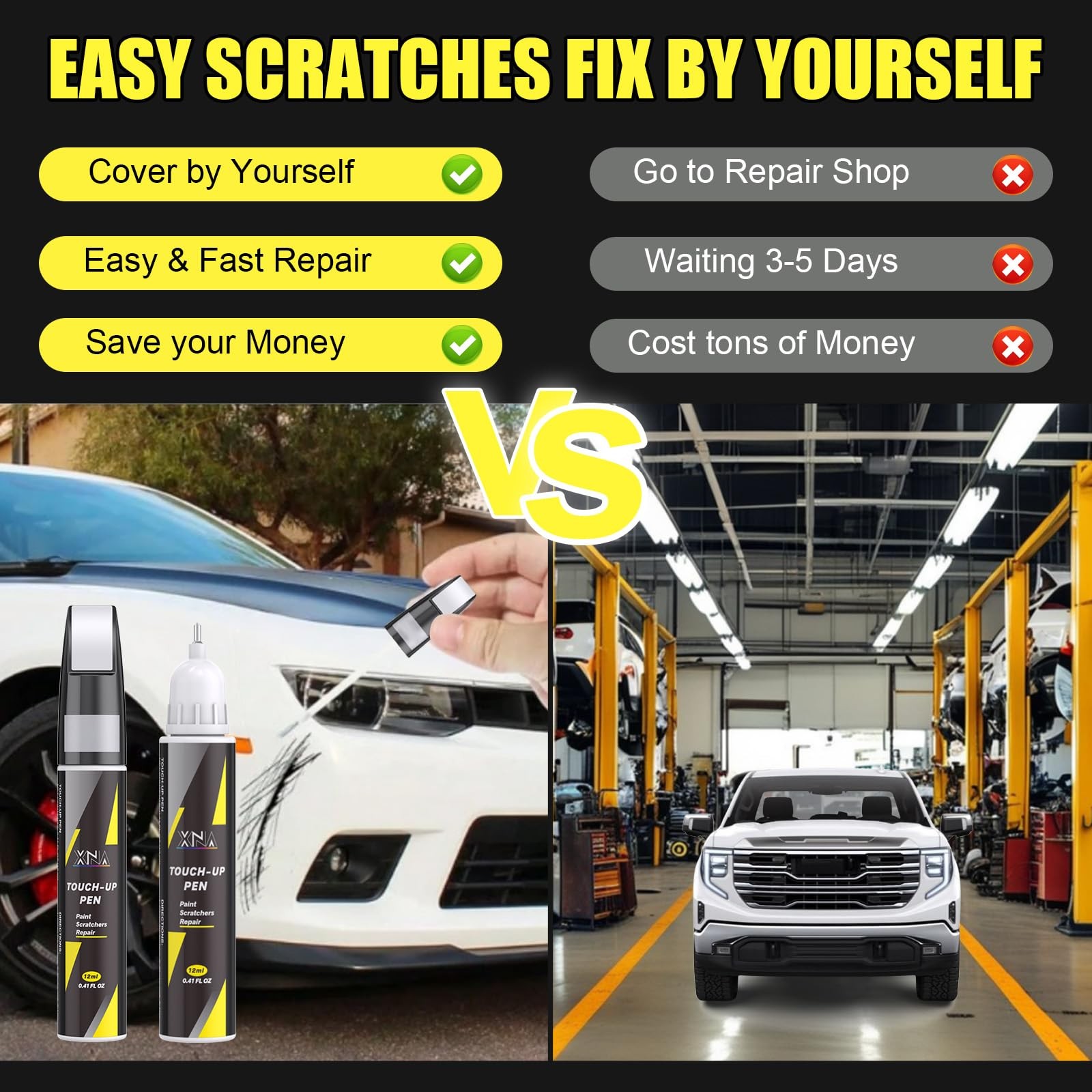 Car Touch Up Paint Summit WhiteGAZ/WA8624 for Chevrolet, 2 in 1 Car Scratch R…