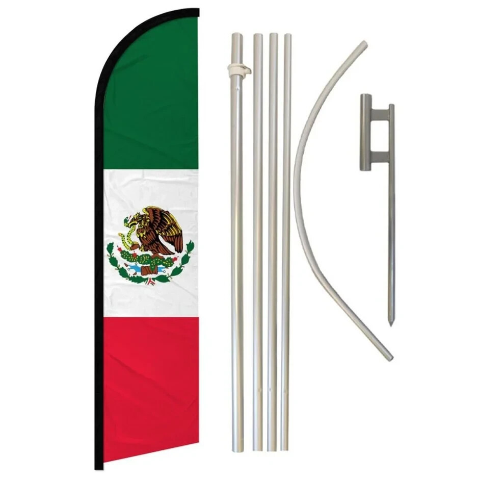 Mexico Windless Full Curve Advertising Country Banner Flag & Pole Kit