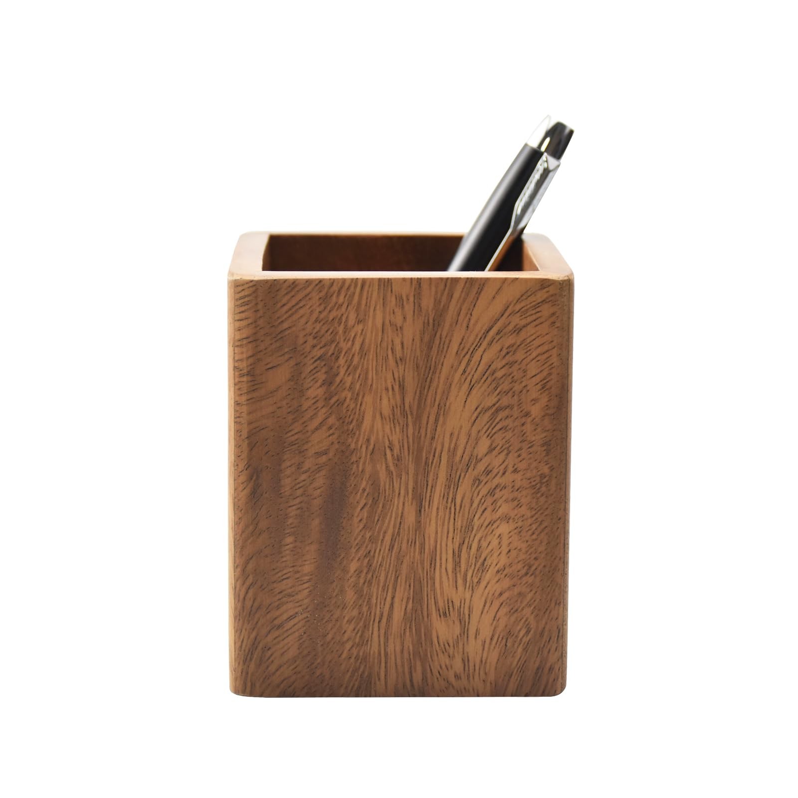 Walnut Wooden Pencil Holder Cup for Desk Natural Wood Pen Holder Stand for Offic