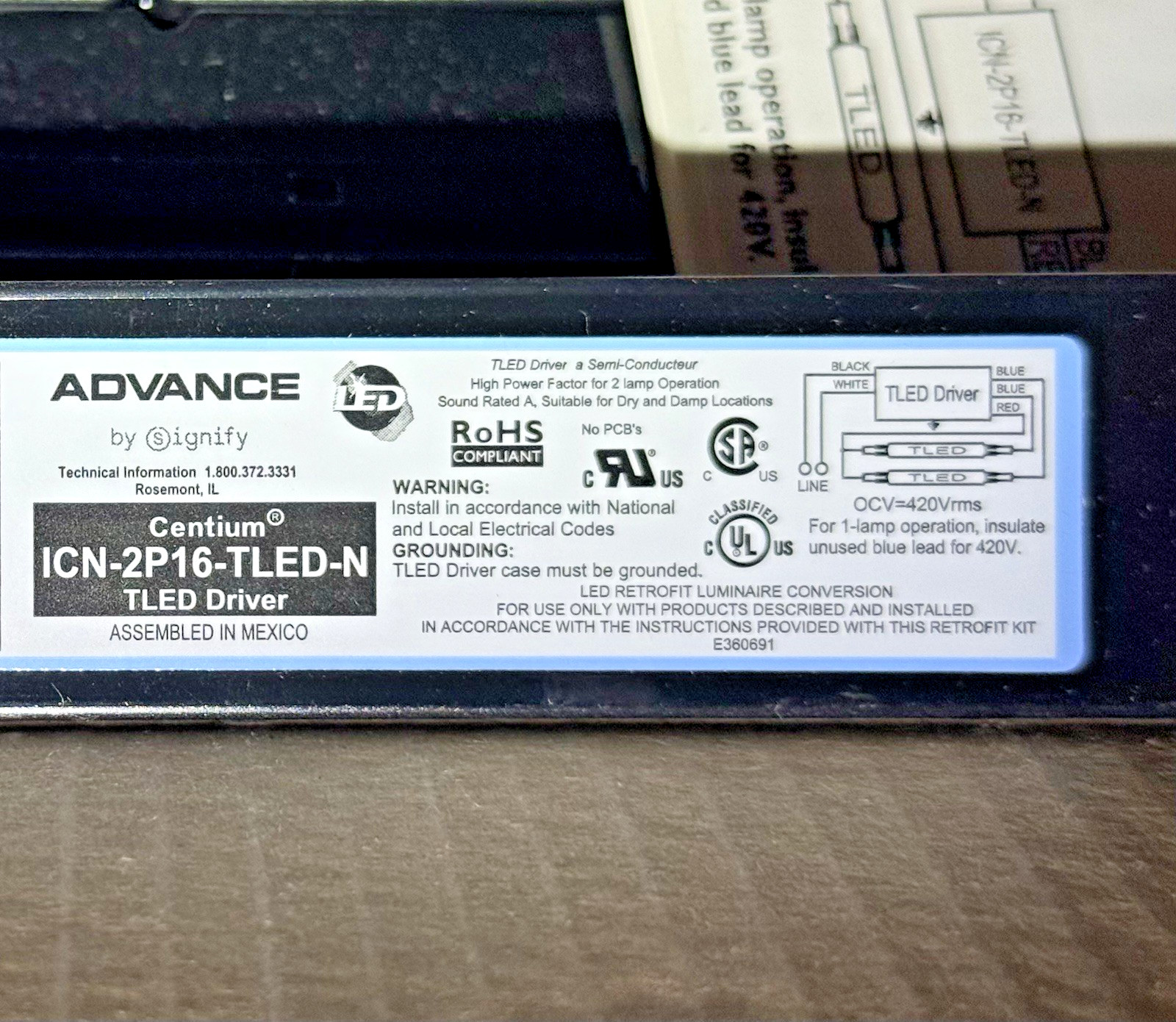 NEW (30-Pack) Advance ICN-2P16-TLED-N T8 LED Driver, 120V to 277V, 2-Lamp