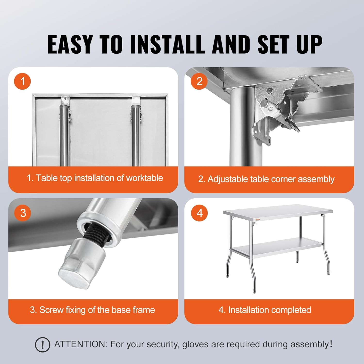 Stainless Steel Foldable Work Table, 30 * 48 Inch Heavy Duty Food Outdoor Double