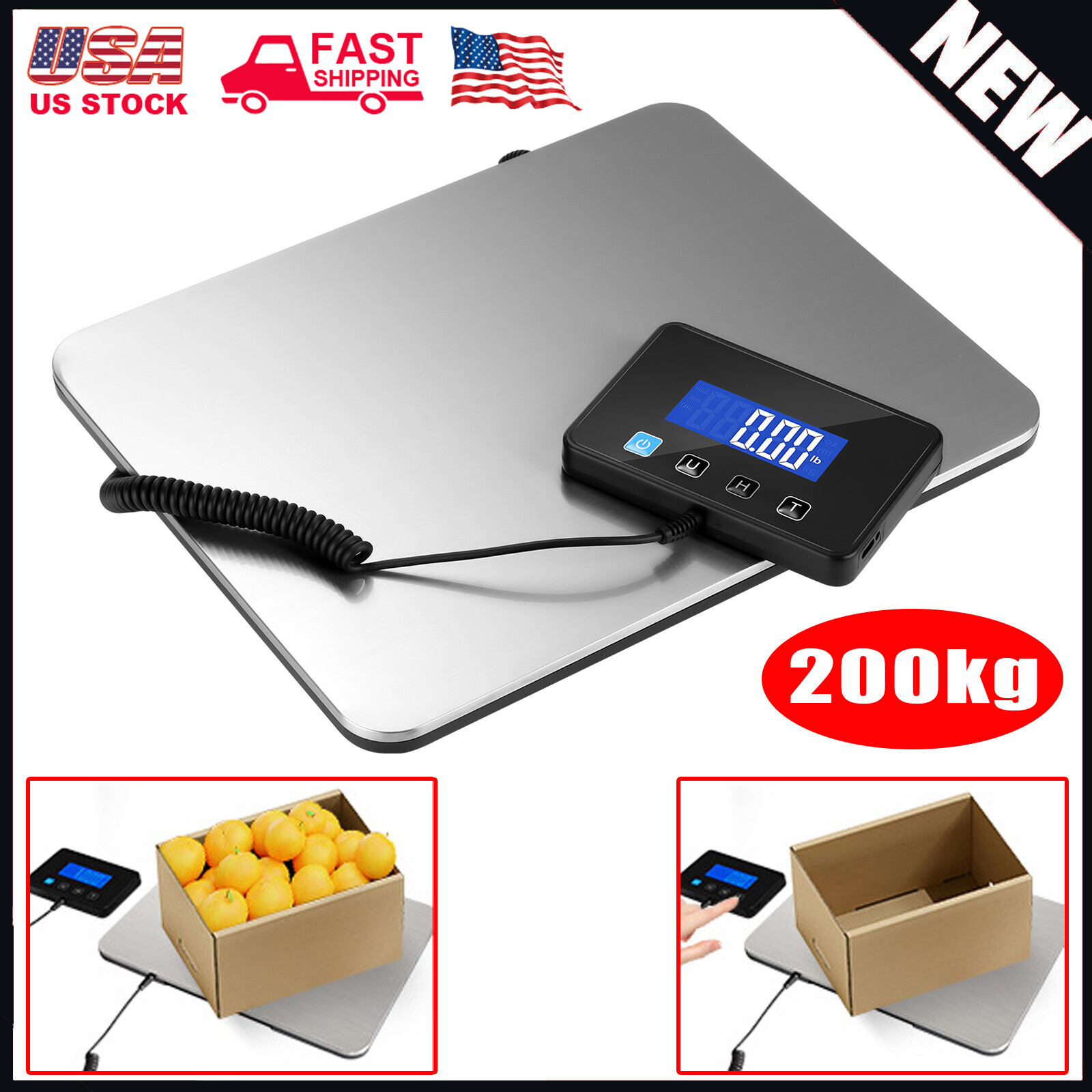 440LB Heavy Duty Digital Postal Parcel Scales Platform Postage Shipping Weighing