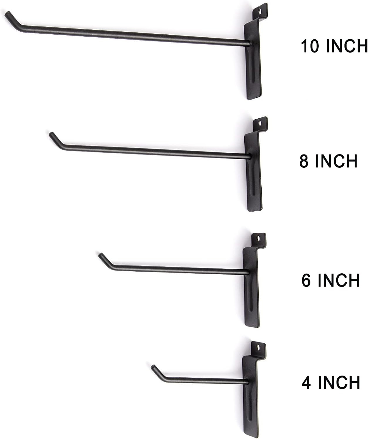 Polmart 4″ Heavy Duty Slatwall Panel Hooks, Black (24-Pack, 4-Inch)