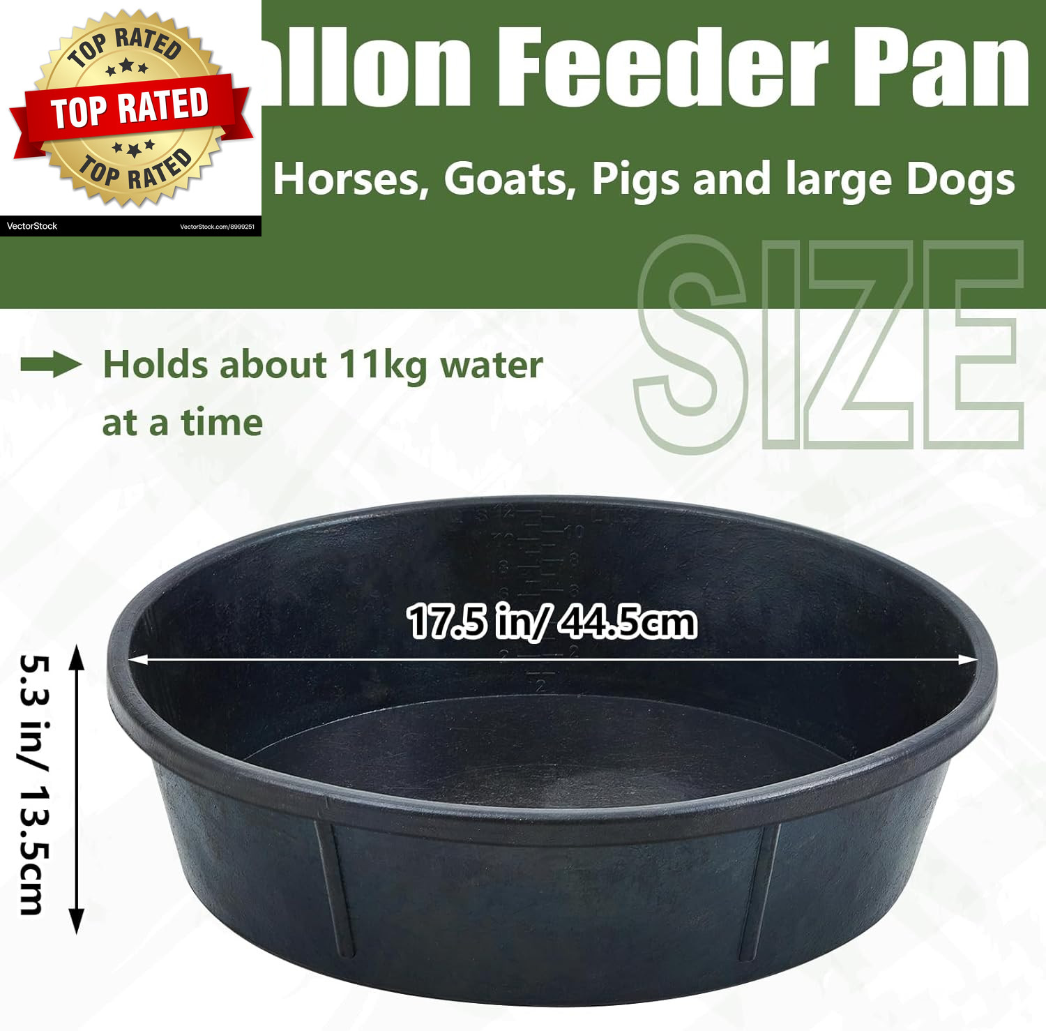 5 Pcs Rubber Feed Pan 12 Quart/ 3 Gallon Utility Horse Feed Bucket Rubber Bowl C