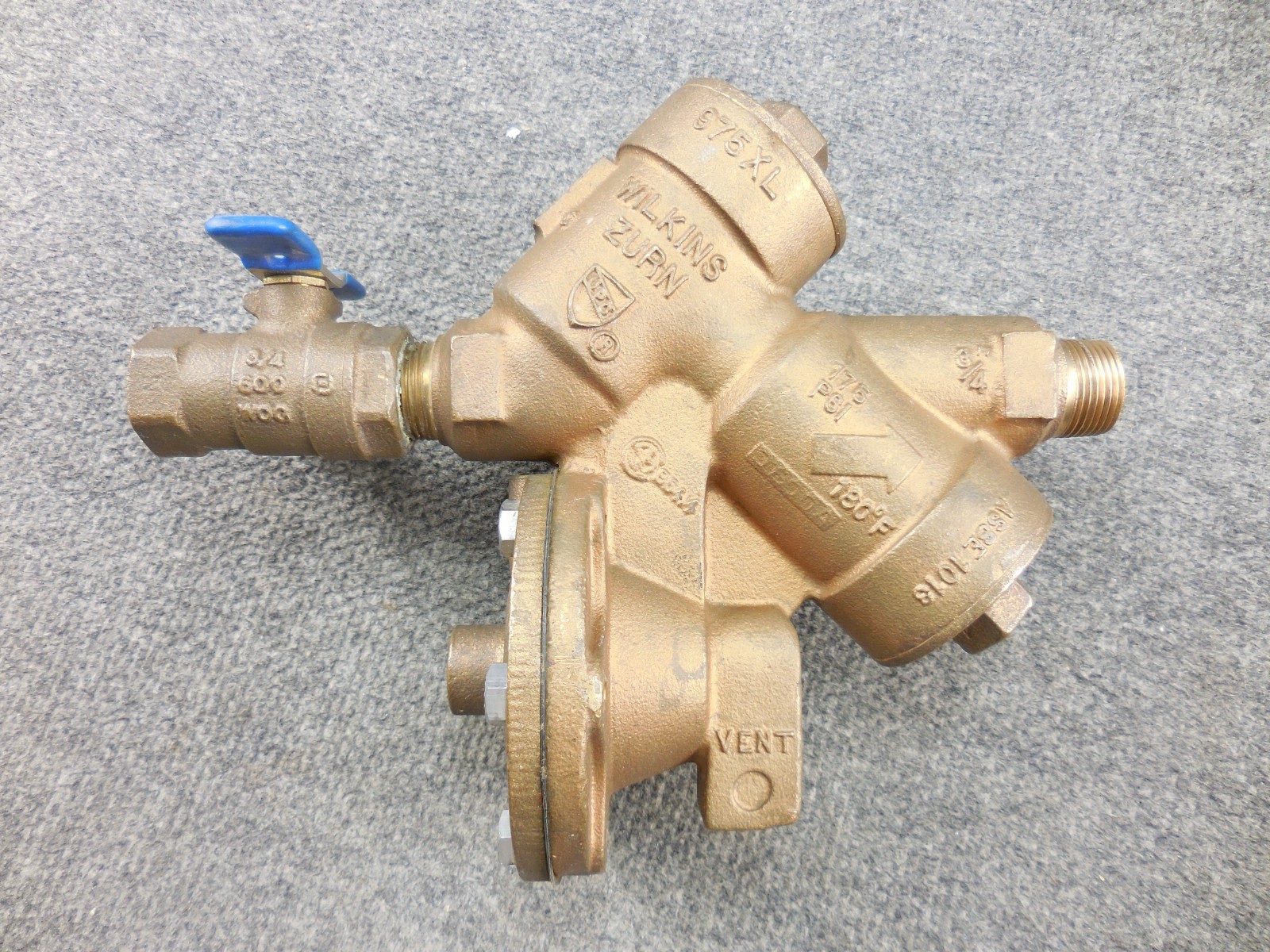 Unused Zurn Wilkins 975XL 3/4″ NPT Brass Bronze Backflow Preventer