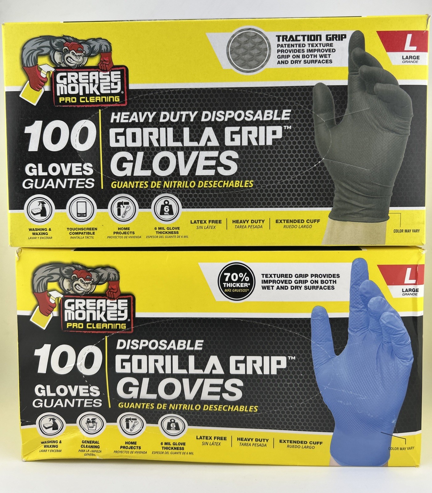 Grease Monkey Heavy Duty Disposable Nitrile Gloves, 100ct, 6Mil, Size Large Blue