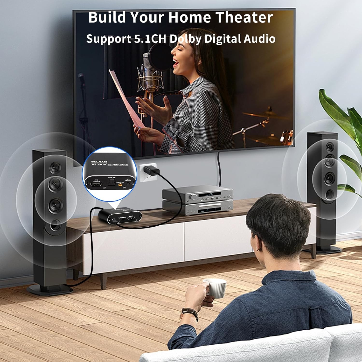 HDMI ARC Audio Extractor 4K 60Hz Adapter Optical Audio Output 3.5mm Converter