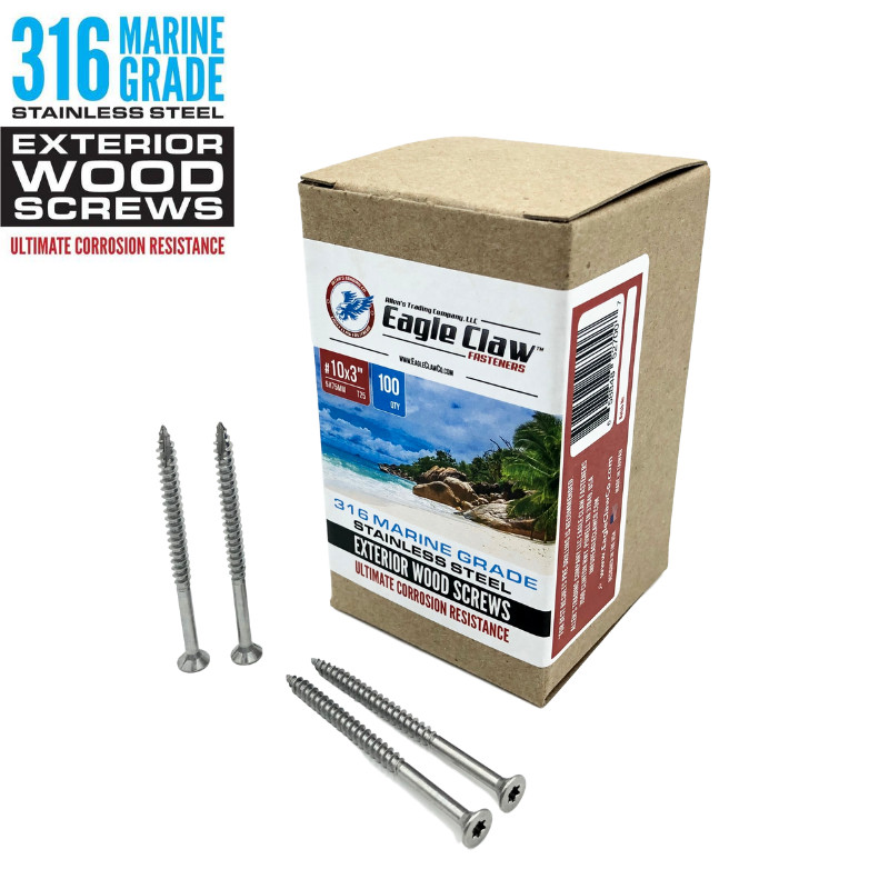 316 Marine Grade 3 Inch Stainless Steel Wood Screws Star Drive Type 17 Point