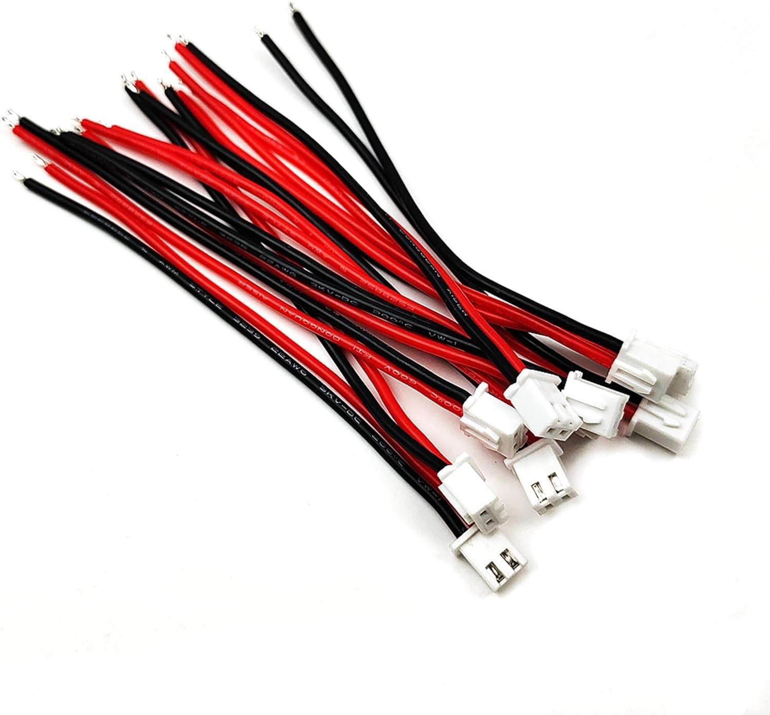 Durable 10 Pairs JST-XH 2.54mm Connector Kit with Versatile 10cm 22 AWG Wires