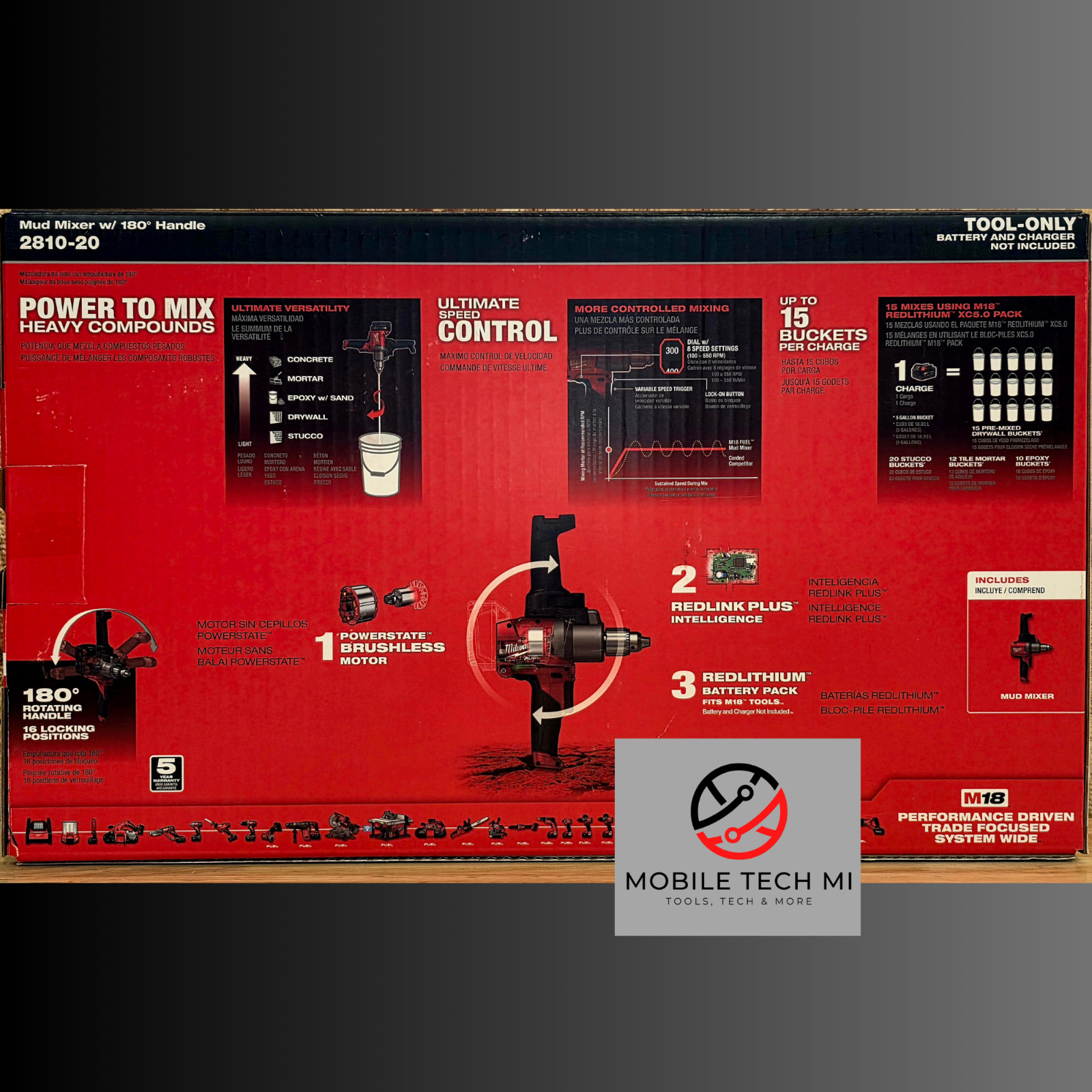 Milwaukee M18 FUEL 2810-20 Mud Mixer with 180° Handle – Brand New – Tool Only