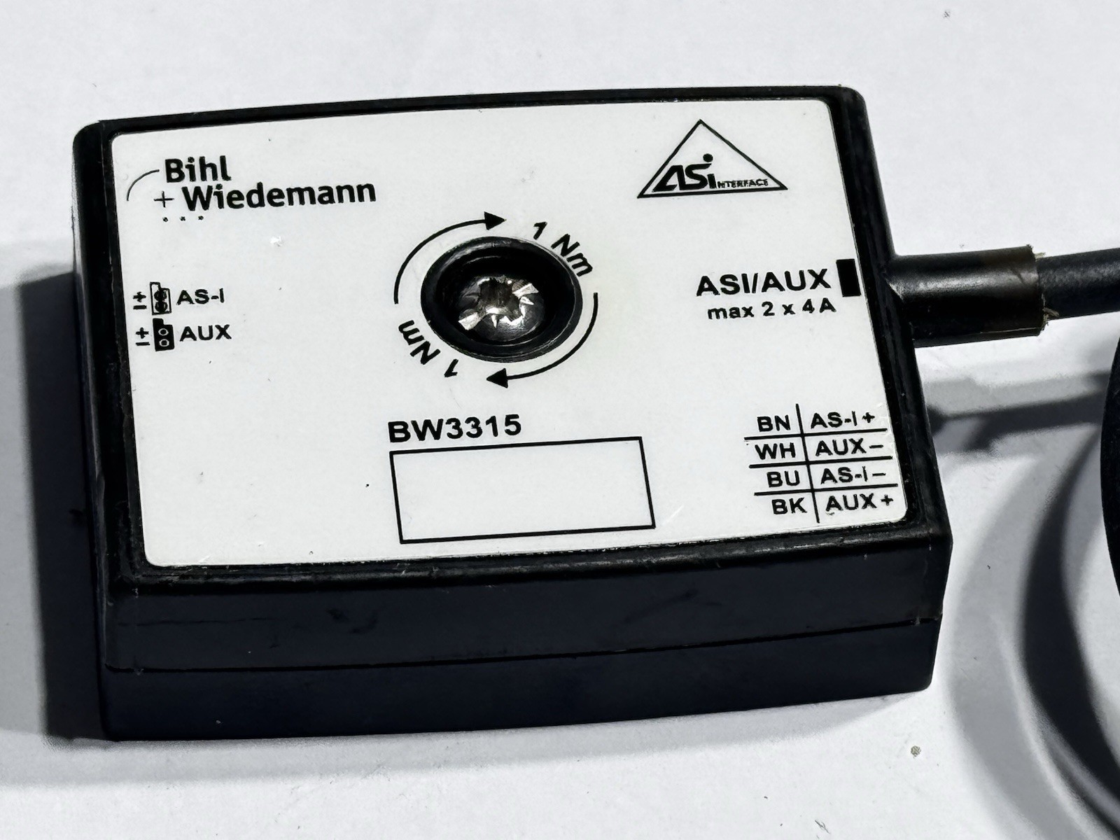 Bihl Wiedemann BW3315 Passive Distributor ASi/AUX to 1 x 1-2′ Cable 19mm Depth