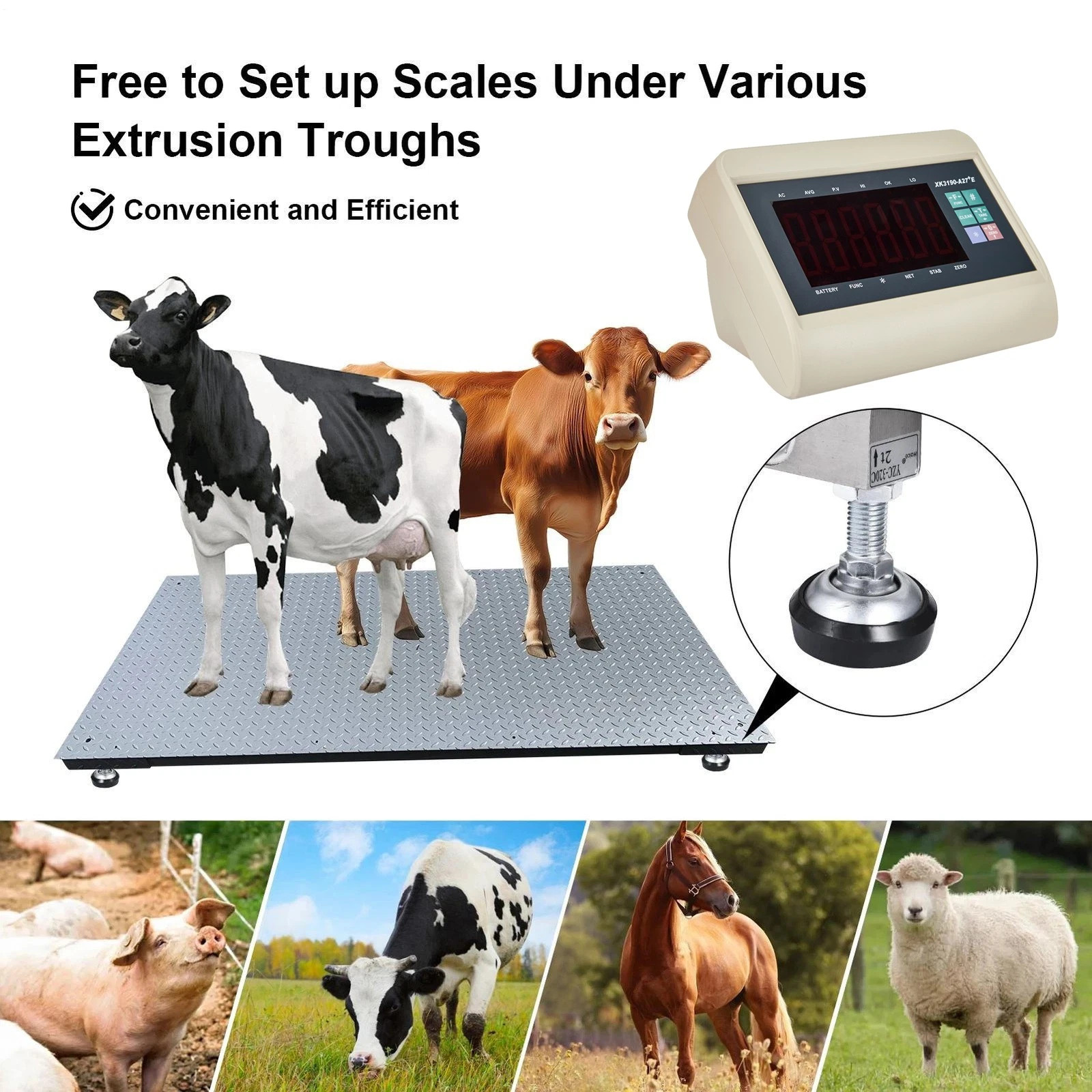 Livestock Scale 10000LBS capacity with High Precision Indicator Floor Scale kit