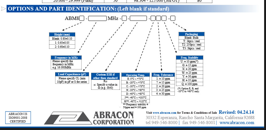 QTY (1000) ABM8-24.000MHZ-10-1-U-T ABRACON 24MHz SMD PIEZO CERAMIC CRYSTALS ROHS