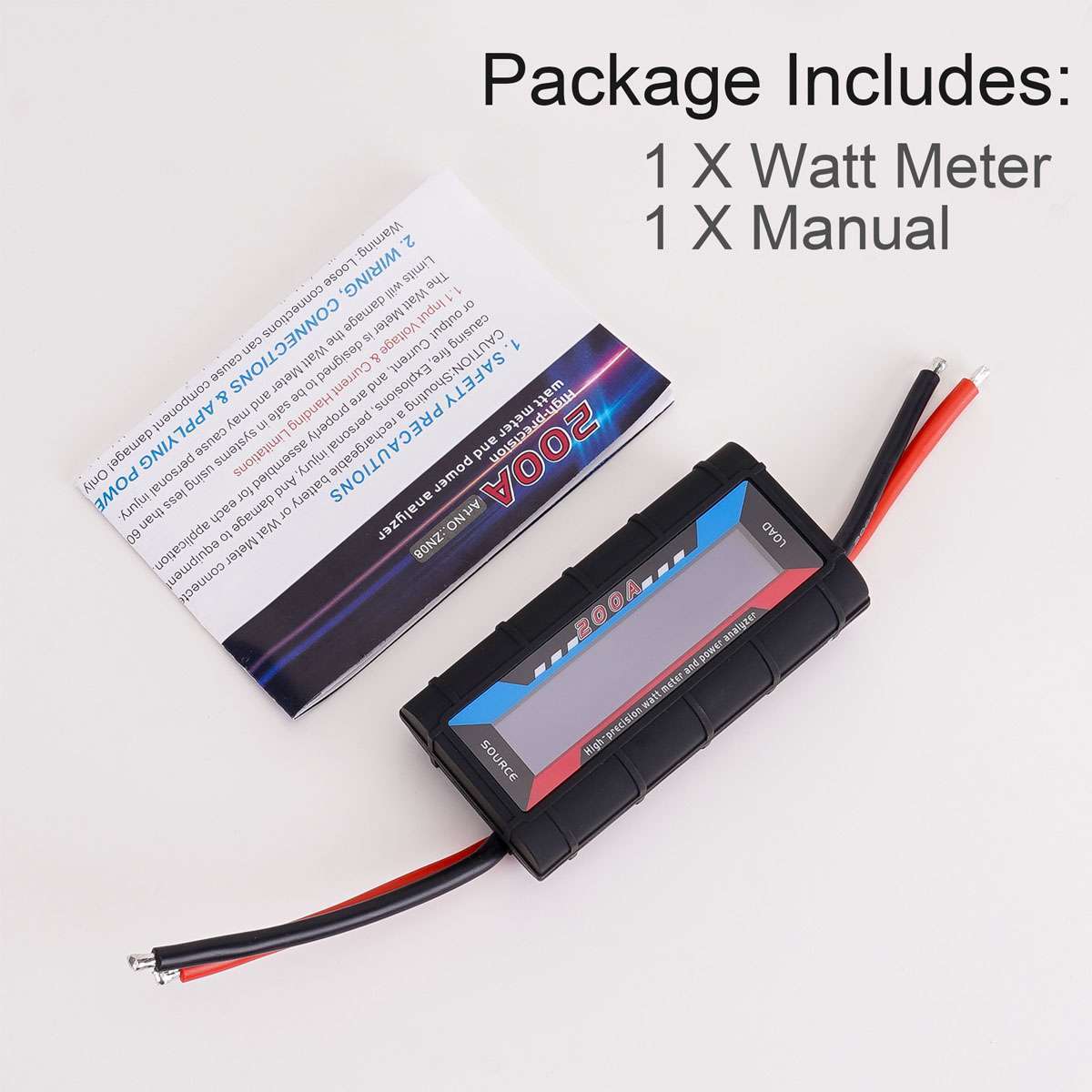200A LCD Digital Watt Meter DC Volt Amp Monitor Analyser For RC Battery Solar