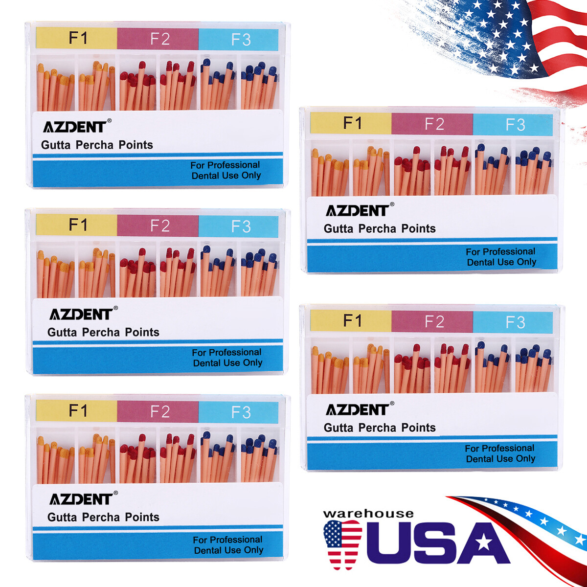 AZDENT Endodoncia dental Puntas de gutapercha y papel absorbente F1 F2 F3