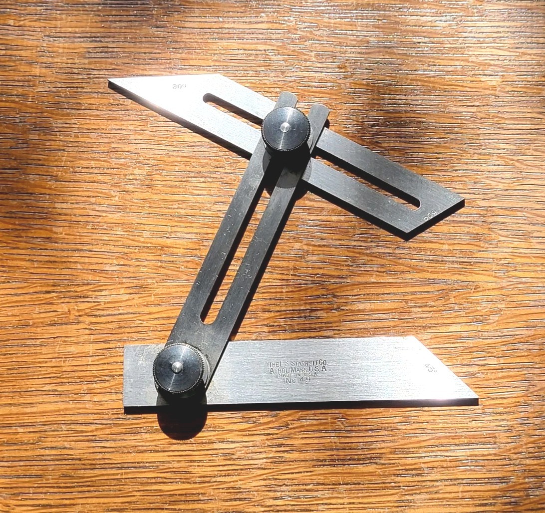 Vintage L. S. Starrett No. 49 Combination Bevel (30°/45°/60° Angles) w/Box NOS