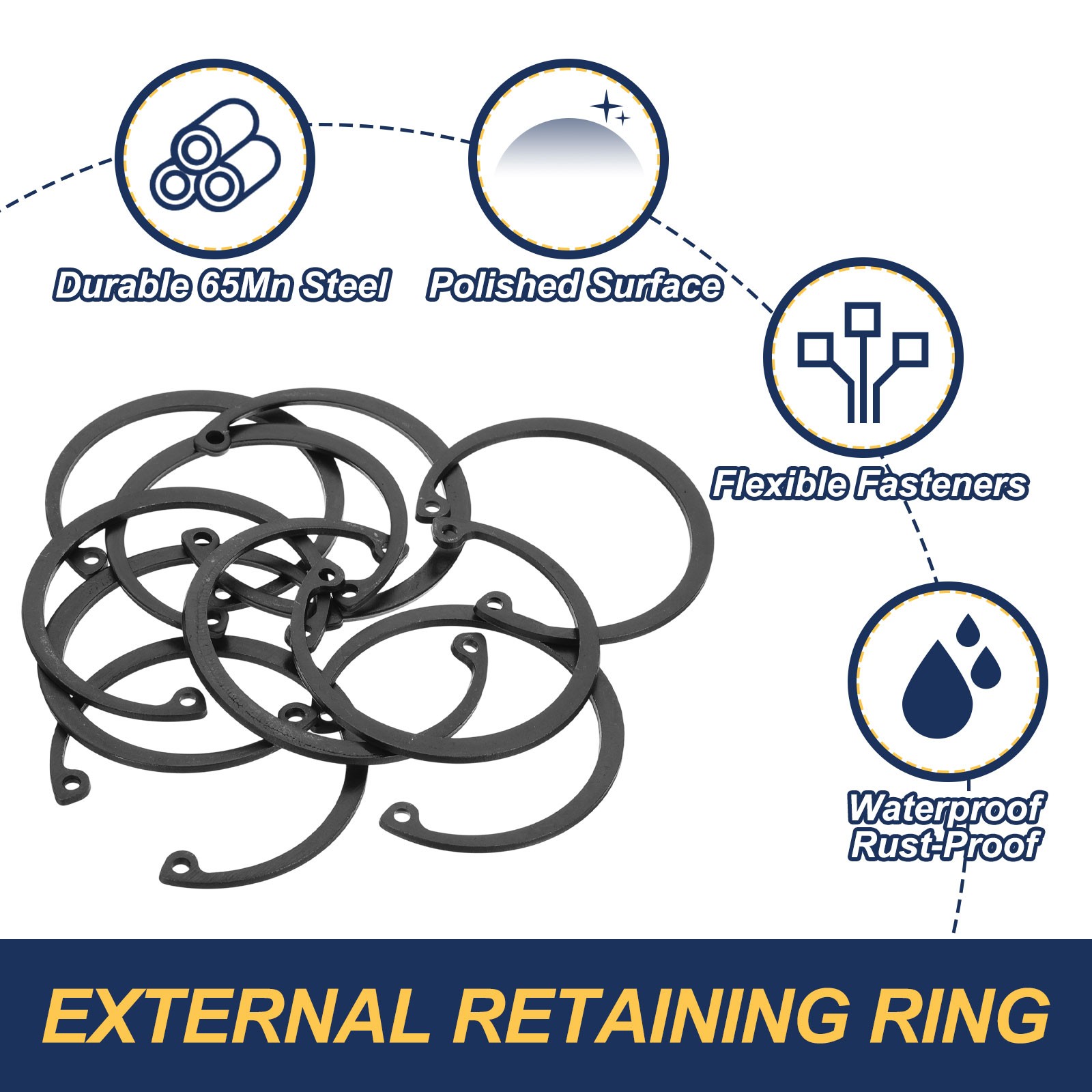 10Pcs Internal Retaining Rings 52mm Manganese Steel C-Clip Snap Ring