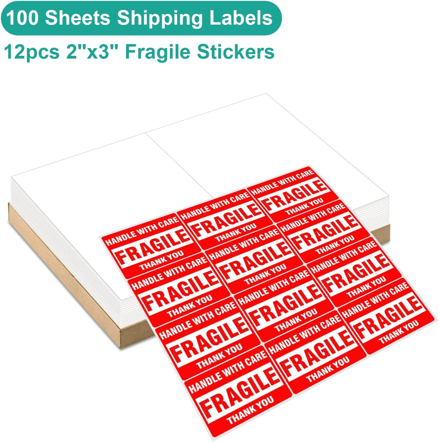 MFLABEL Half Sheet Shipping Labels – 200 Self Adhesive Sticker Sheets for Laser