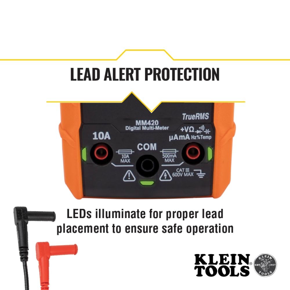 Klein Tools MM420 Digital Multimeter, Auto-Ranging Auto-Ranging, Orange/Black