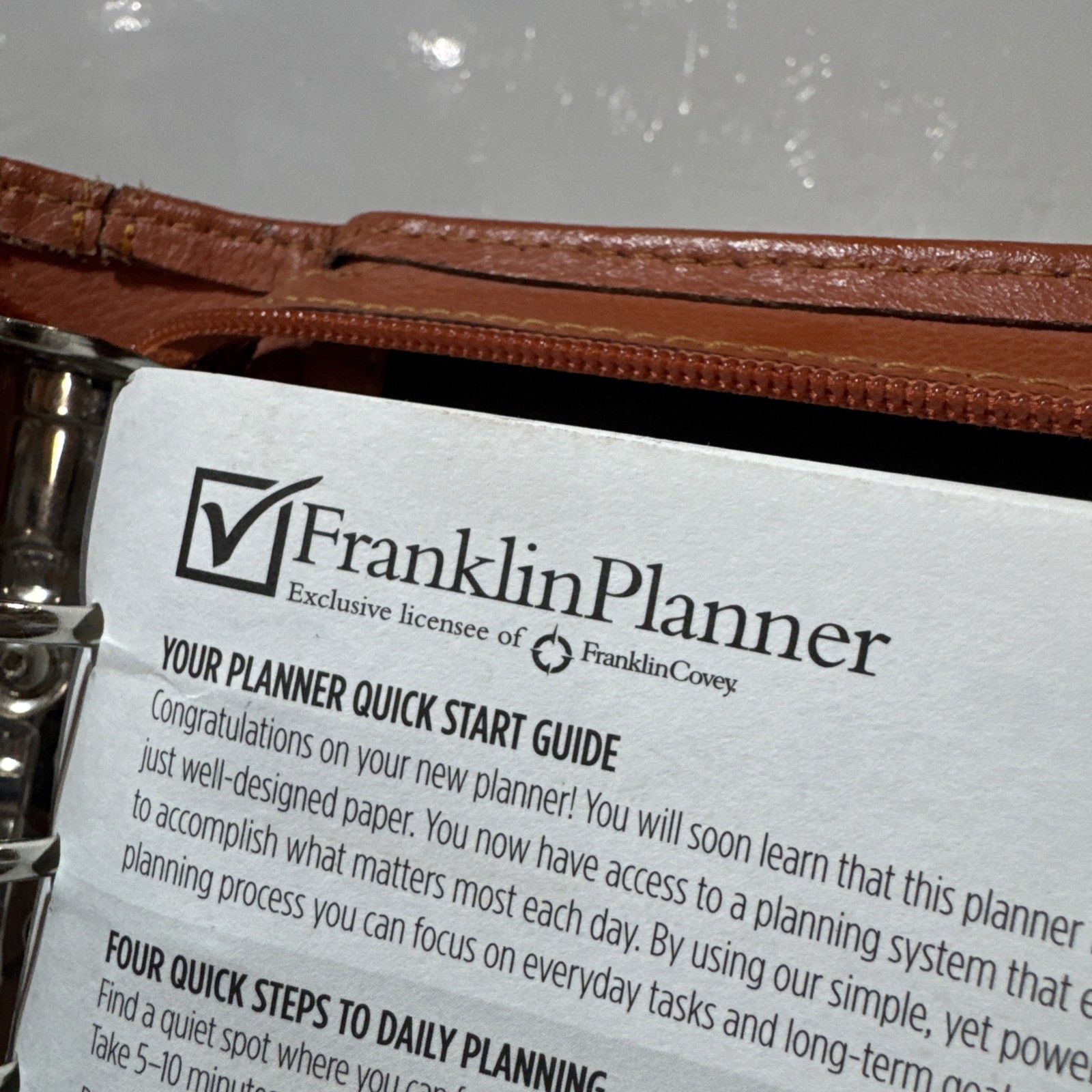 Franklin Covey Compact Leather Personal Planner , Tan 6 ring …. Vintage